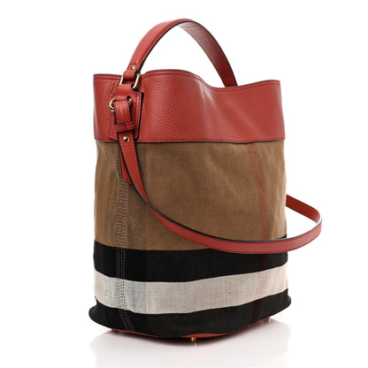 Burberry Grainy Calfskin Canvas Mega Check Medium Ashby Tassel Hobo Pink Azalea 4 of 18