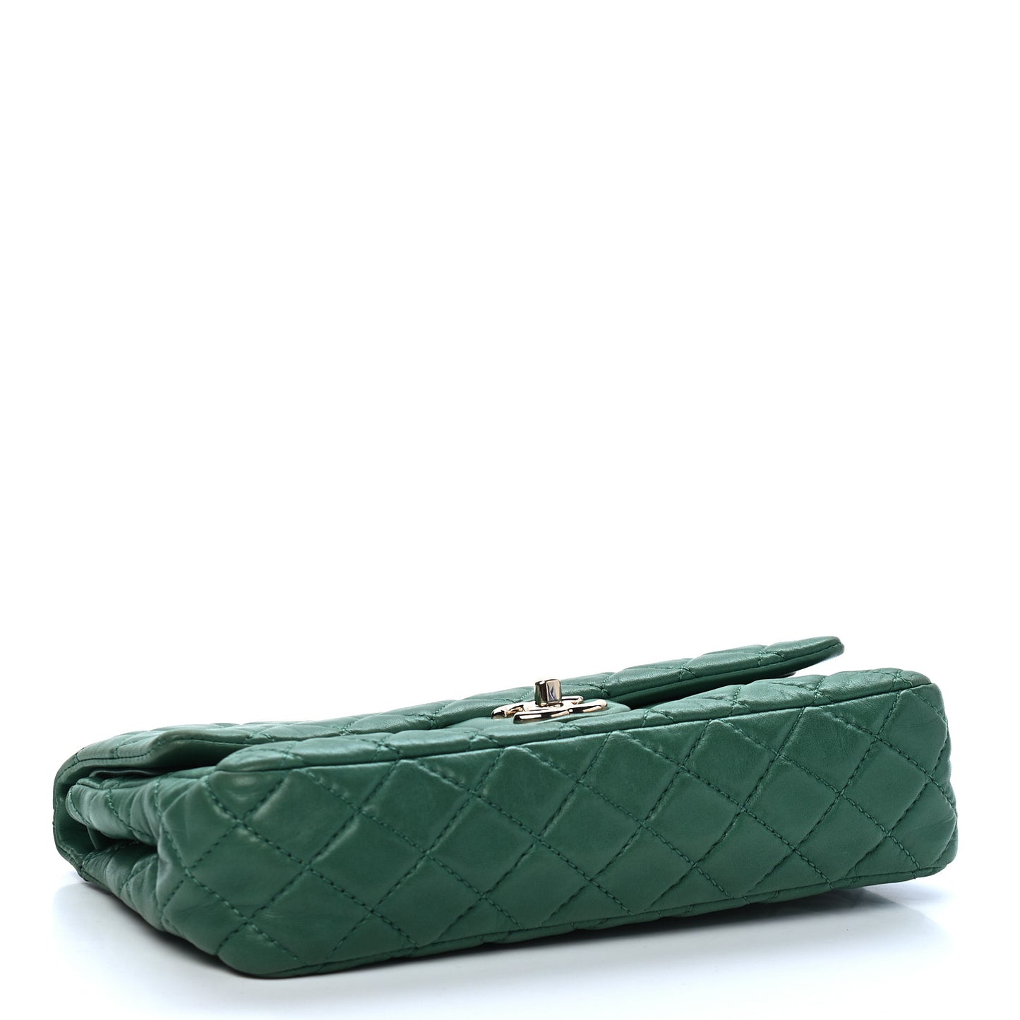 Lambskin Quilted Medium Double Flap Green