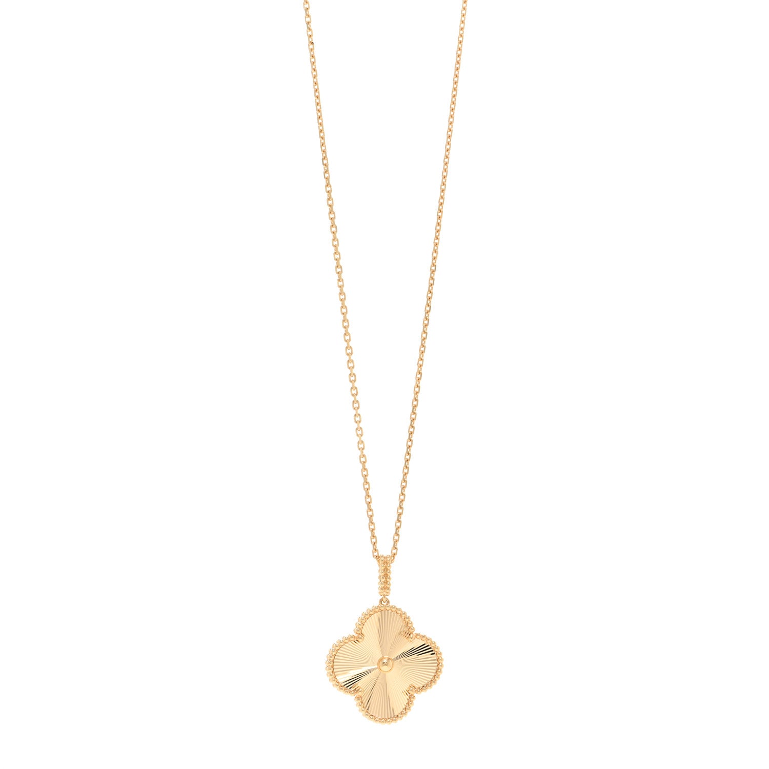 Van Cleef & Arpels 18K Yellow Gold Guilloche Magic Alhambra Long Necklace 1 of 6