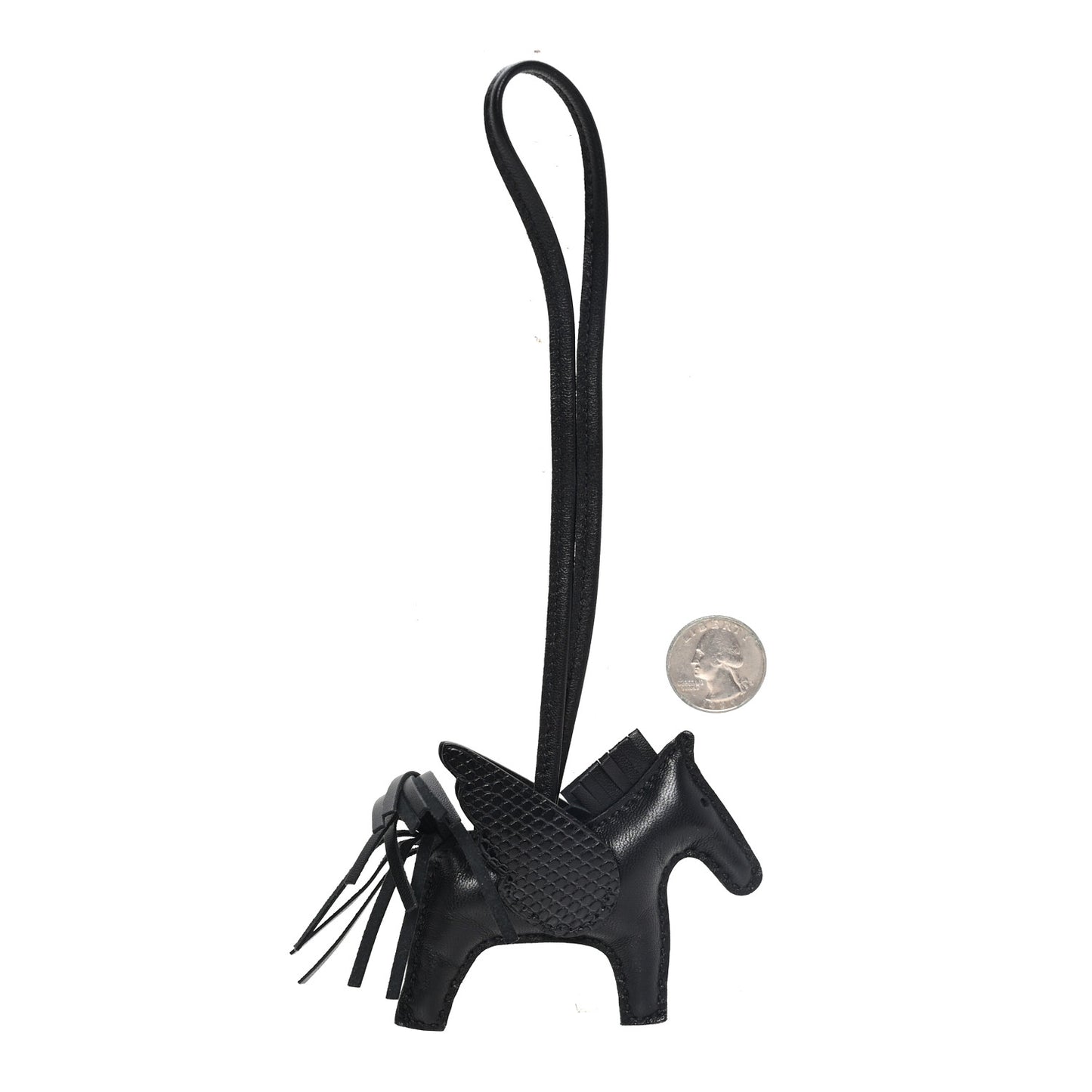 Milo Lambskin Lizard Touch Grigri Rodeo Pegase Horse Bag Charm PM So Black