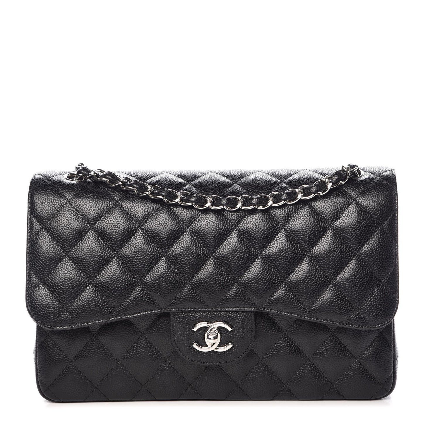 Caviar Quilted Jumbo Double Flap Black
