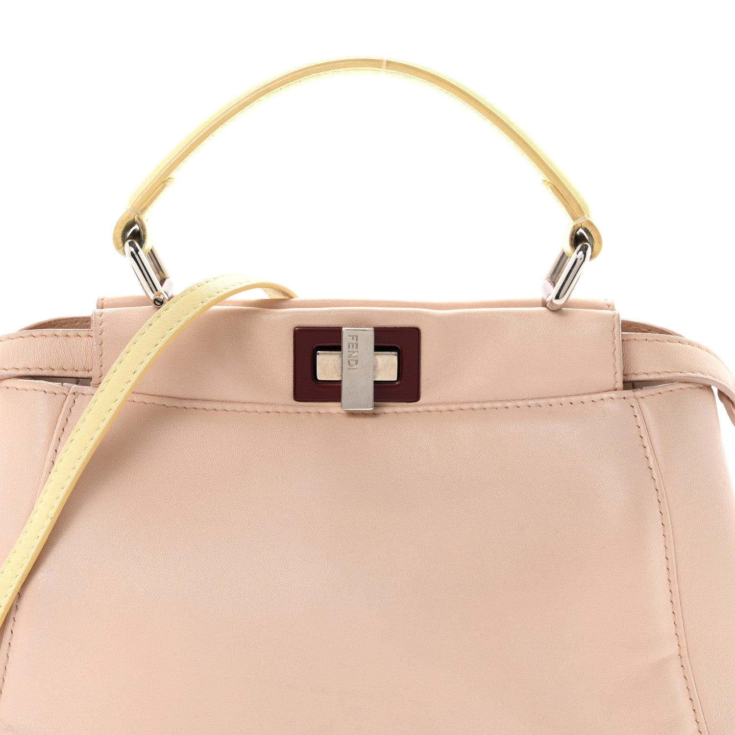 Fendi Nappa Colorblock Mini Peekaboo Iconic Satchel Plaster Banana Grigio Polvere 8 of 10