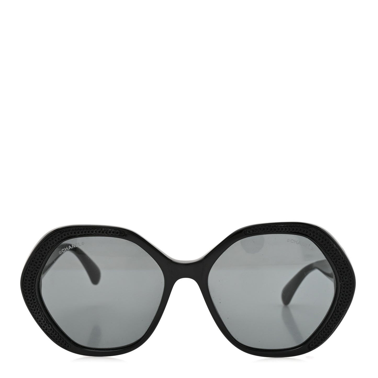 Acetate Sequin Round Sunglasses 5451 Black