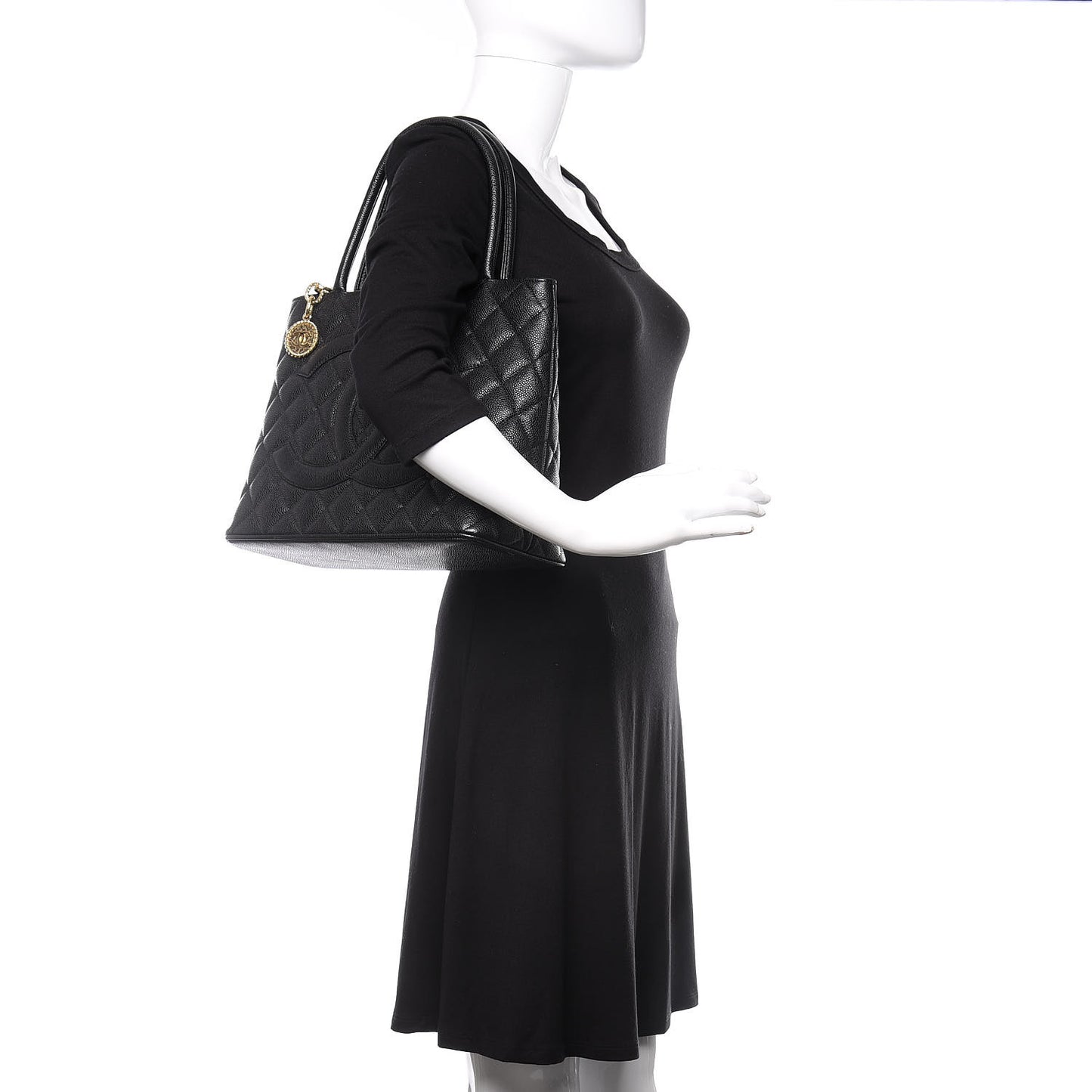 Caviar Quilted Medallion Tote Black