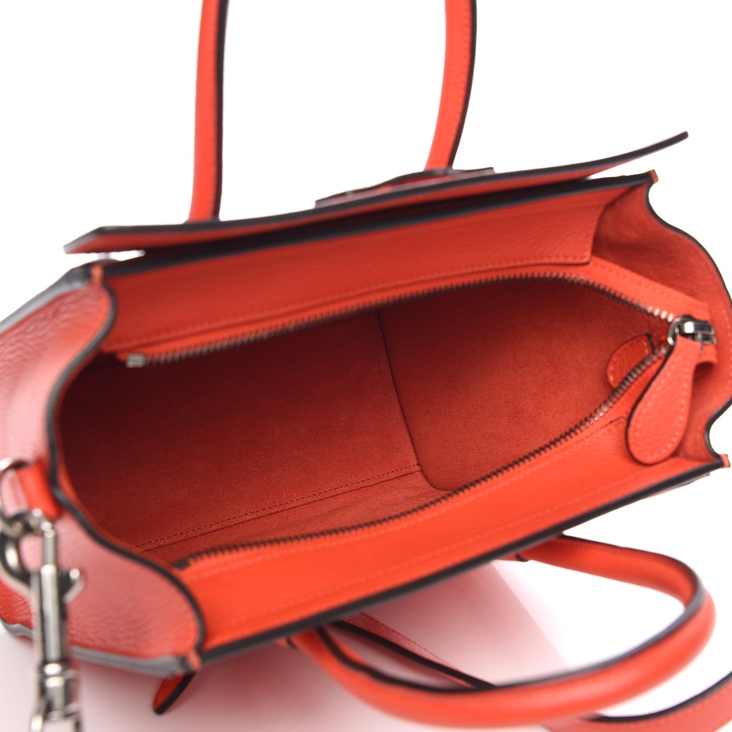 Celine Drummed Calfskin Nano Luggage Vermillion 6 of 8