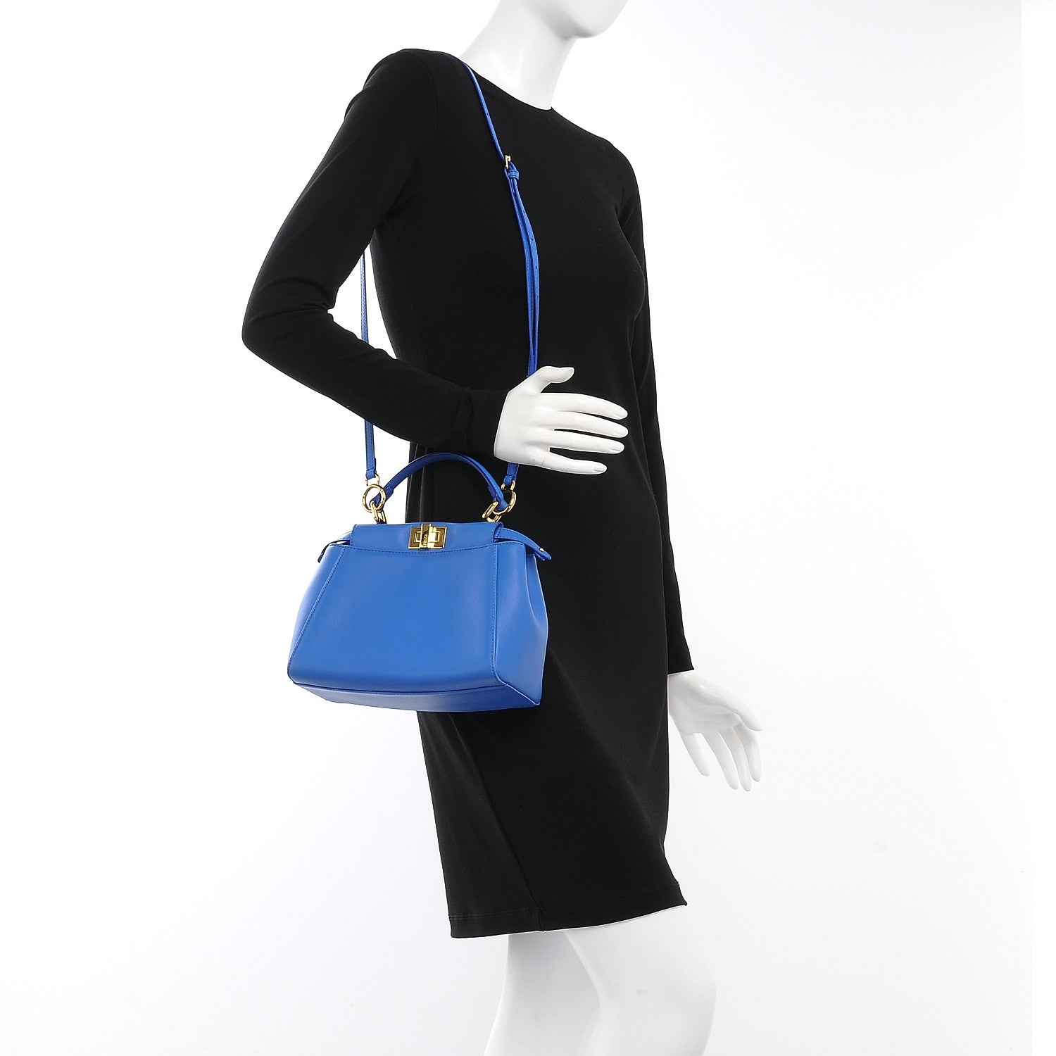 Fendi Nappa Mini Peekaboo Iconic Satchel Bleuette 2 of 13