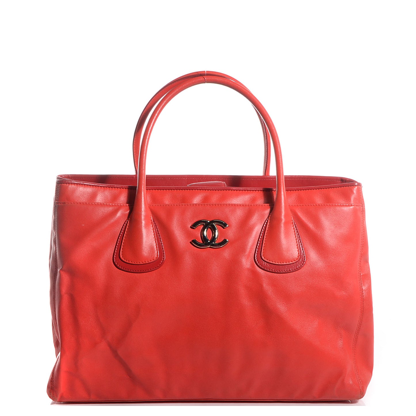 Lambskin Executive Cerf Shopper Tote Red