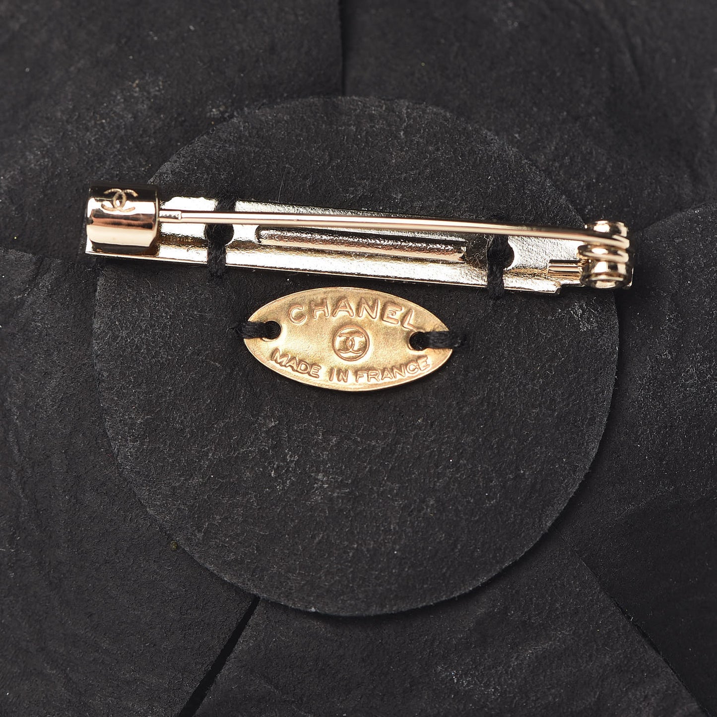 Lambskin Camellia Brooch Black