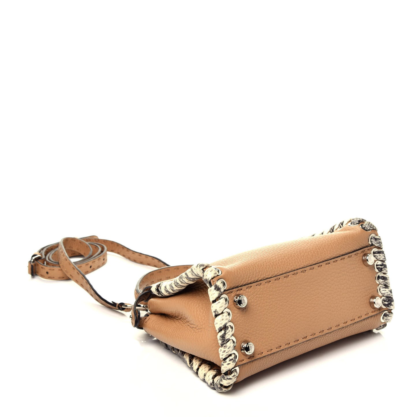 Cuoio Romano Selleria Elaphe Lace Up Mini Peekaboo Iconic Satchel Miele Scuro Natural