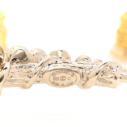 Chanel Crystal Camellia CC Hoop Earrings Gold 4 of 4