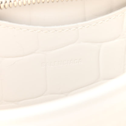 Balenciaga Semi Shiny Calfskin Crocodile Embossed Neo Classic Silver Hardware Mini City White 6 of 9