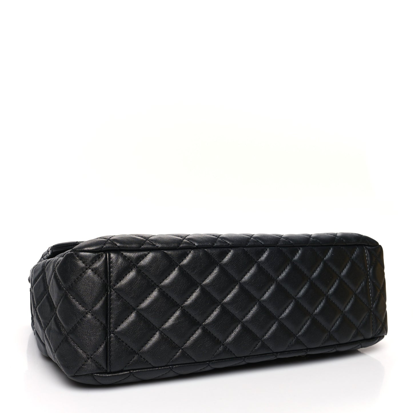 Metallized Calfskin Quilted Small XXL Travel Flap Bag Black