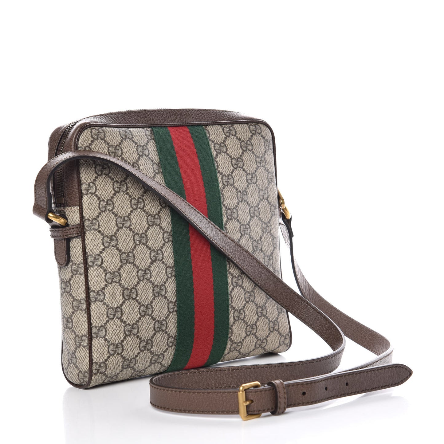 GG Supreme Monogram Web Small Ophidia Messenger Bag Brown