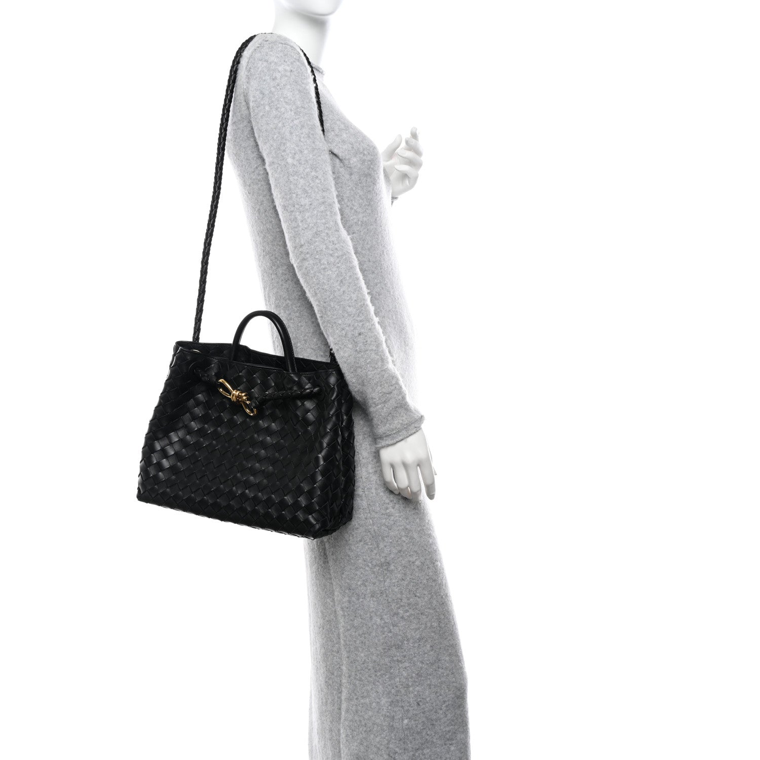Bottega Veneta Nappa Intrecciato Medium Andiamo Shoulder Bag Black 2 of 9