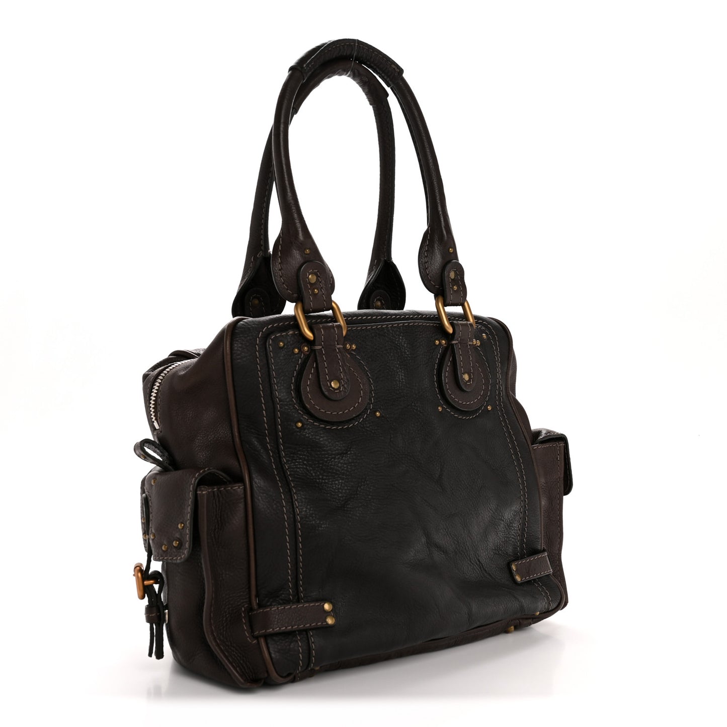 Grained Calfskin Paddington Tote Chocolate