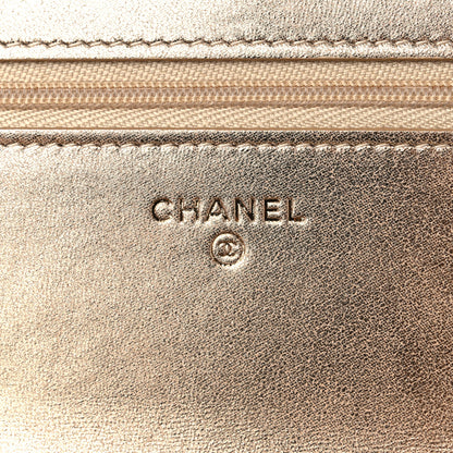 Chanel Metallic Lambskin Quilted Wallet On Chain WOC Gold 6 of 11
