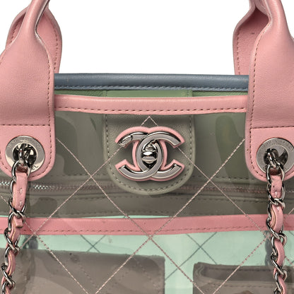 Chanel PVC Lambskin Stitched Medium Coco Splash Shopping Bag Green Pink 12 of 15