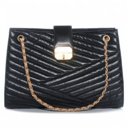 Chanel Calfskin Chevron Gabrielle Tote Black 1 of 8
