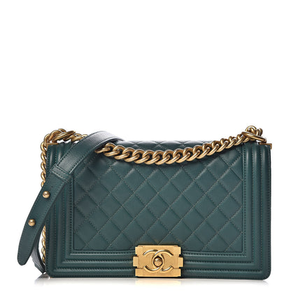 Chanel Caviar Quilted Medium Boy Flap Green 1 of 15