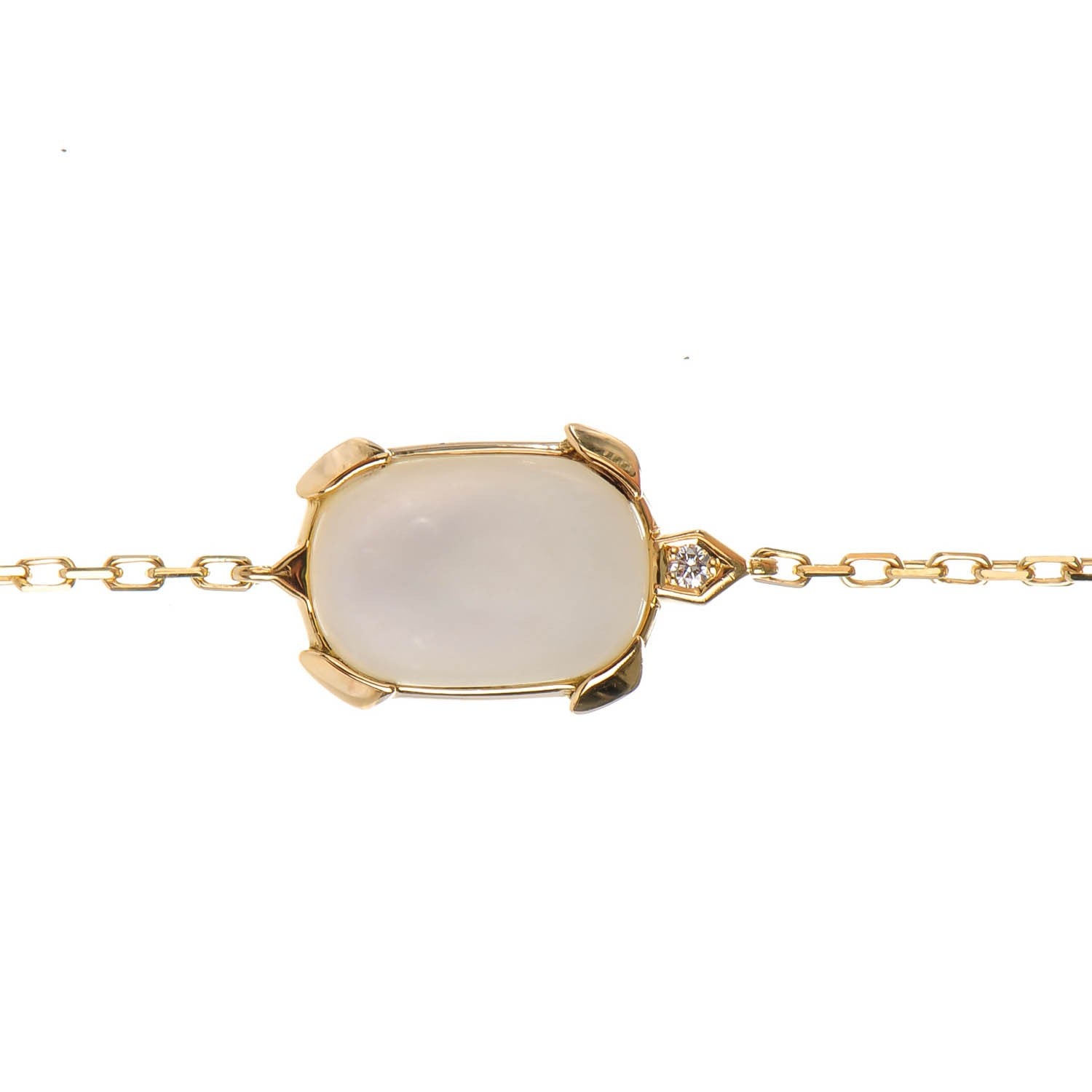 Cartier 18K Yellow Gold Mother Of Pearl Diamond Tortue Charm Bracelet 5 of 5