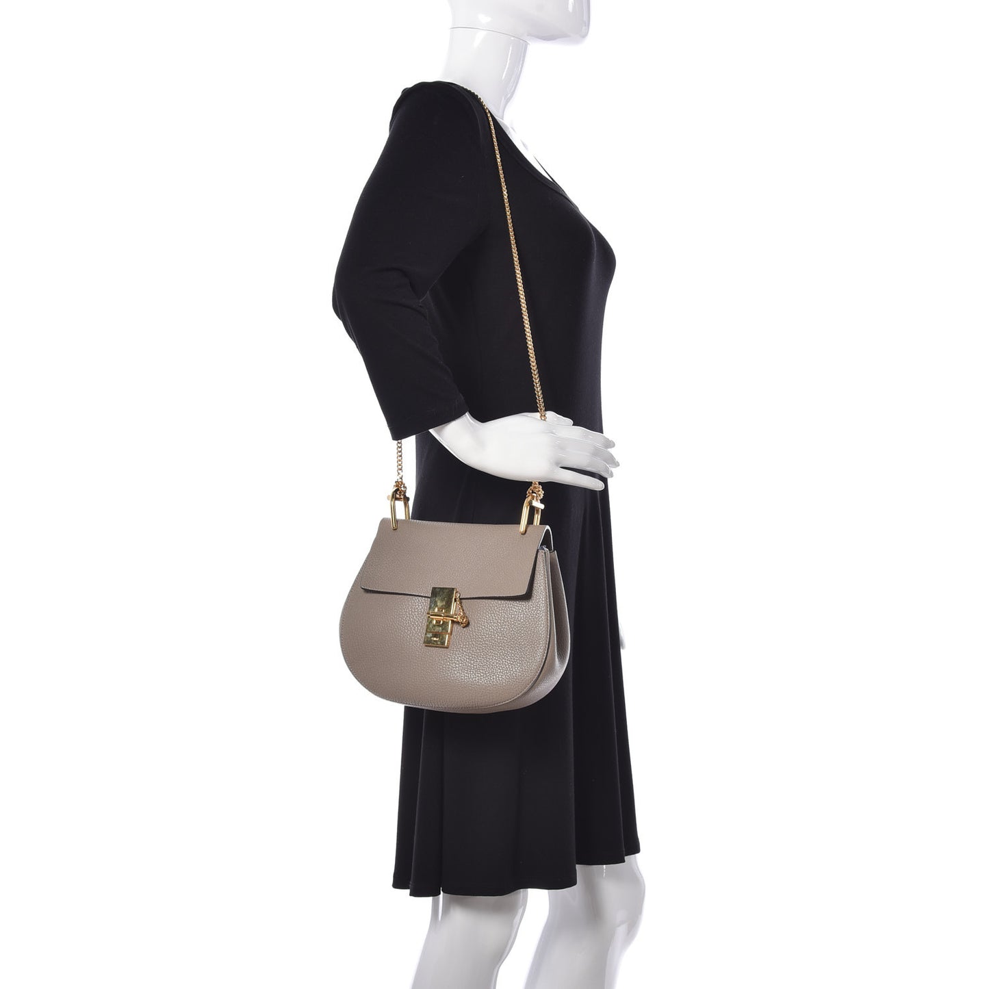 Grained Lambskin Drew Shoulder Bag Motty Grey
