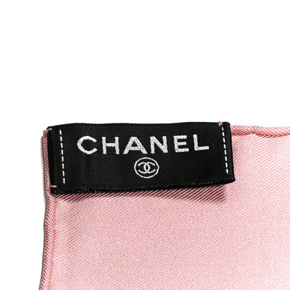 Chanel Silk Camellia CC Square Scarf Light Pink Dark Pink 3 of 3