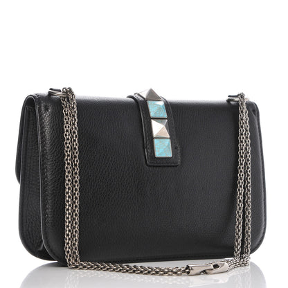 Valentino Garavani Pebbled Calfskin Medium Rockstud Rolling Glam Lock Rockstud Flap Black 4 of 8