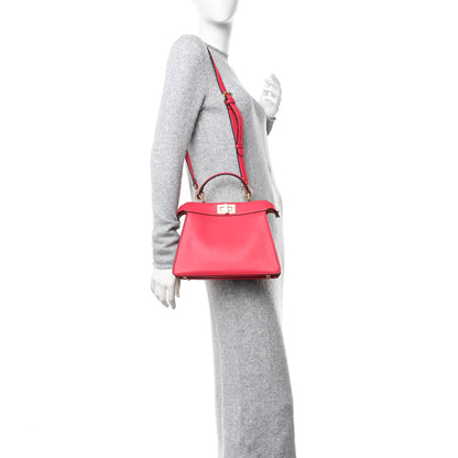 Fendi Vitello Seta Shiny Nappa Small Peekaboo I SEE U Satchel Lampone Light Rose 2 of 12