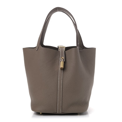Hermes Taurillon Clemence Picotin Lock 22 MM Etoupe 1 of 4