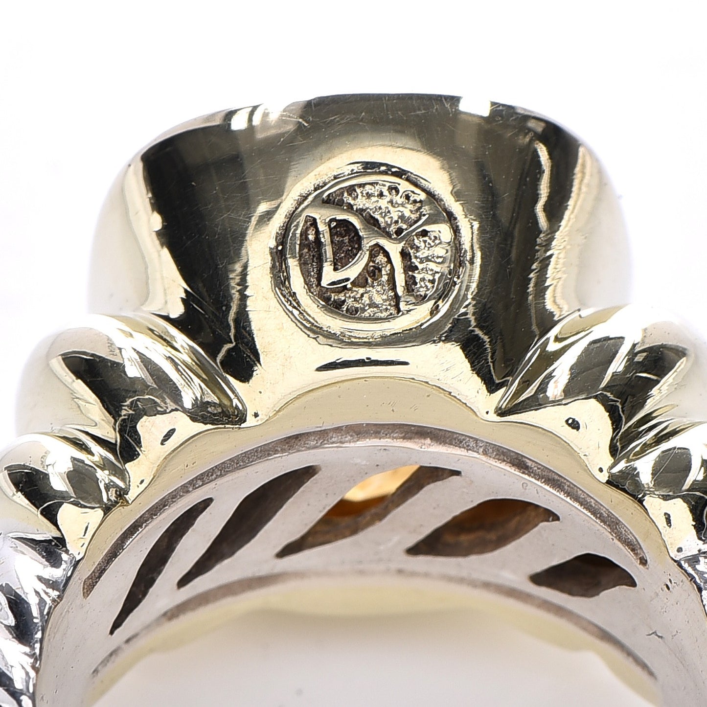 Sterling Silver 14K Yellow Gold Citrine 14mm Noblesse Ring 54 7