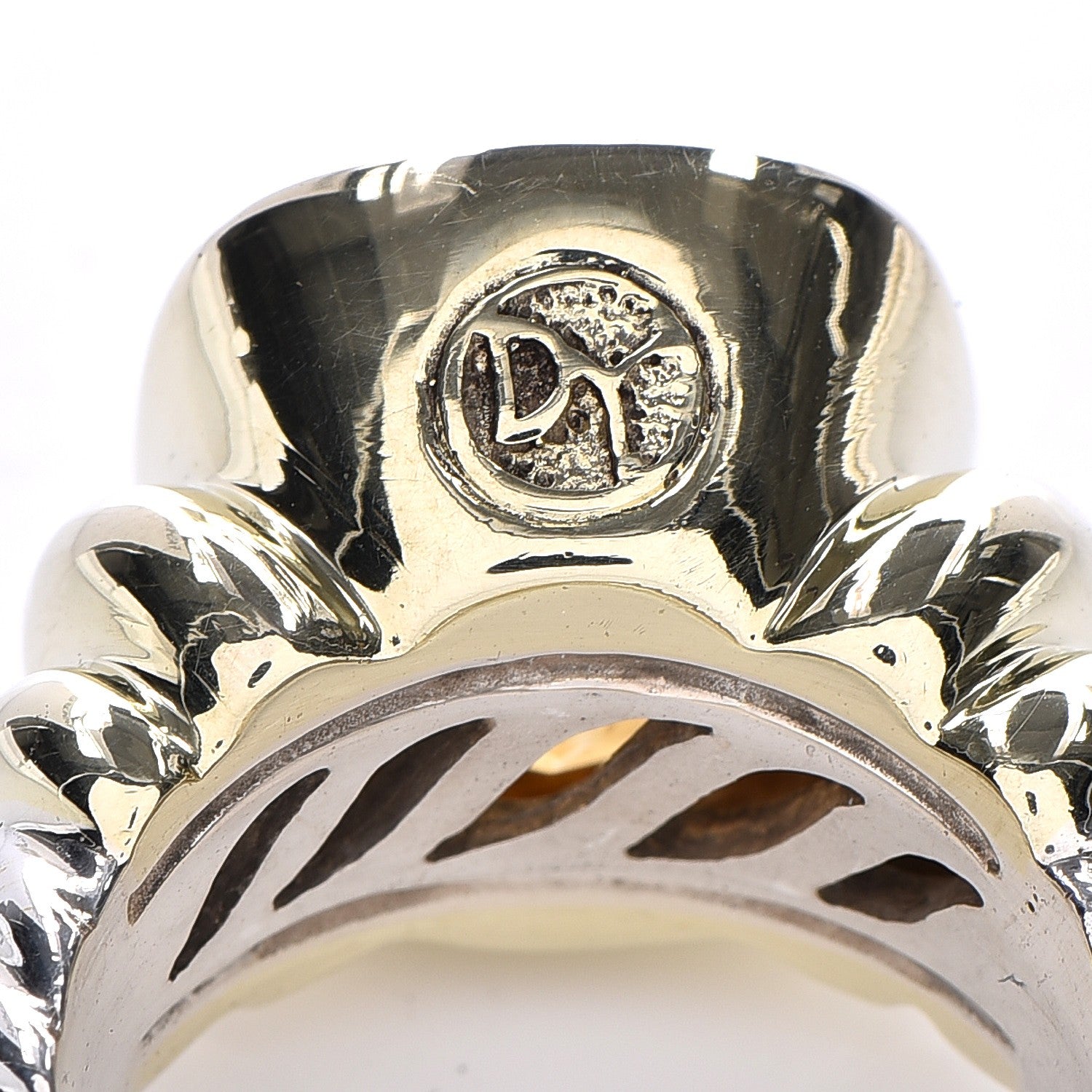 David Yurman Sterling Silver 14K Yellow Gold Citrine 14mm Noblesse Ring 54 7 6 of 6