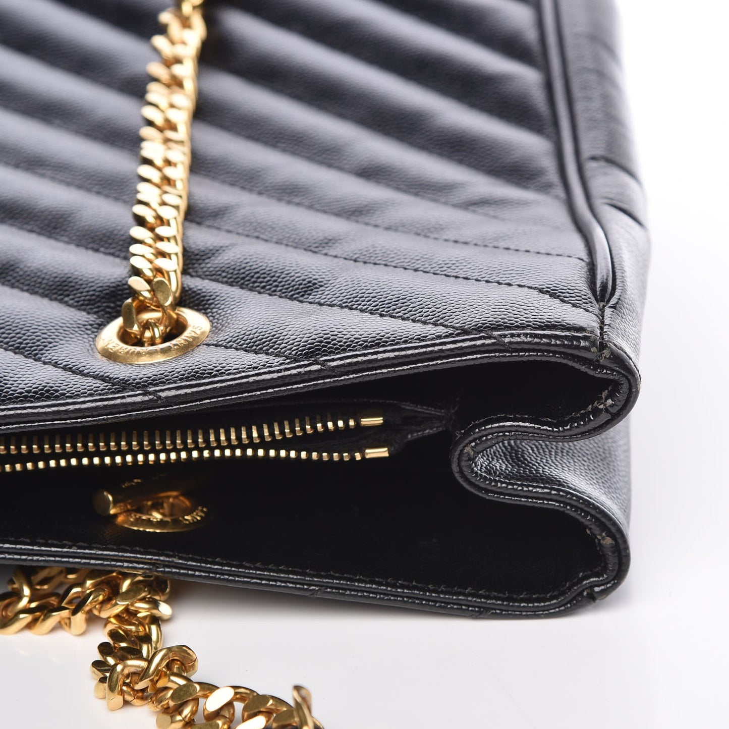 Grain De Poudre Matelasse Chevron Monogram Shopping Bag Black