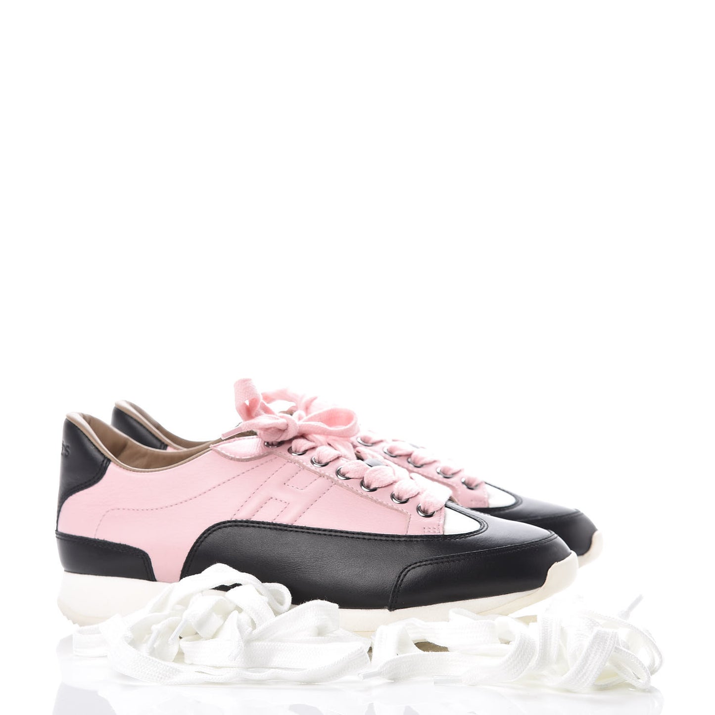 Calfskin Goal Sneakers 37.5 Rose Aube Black White