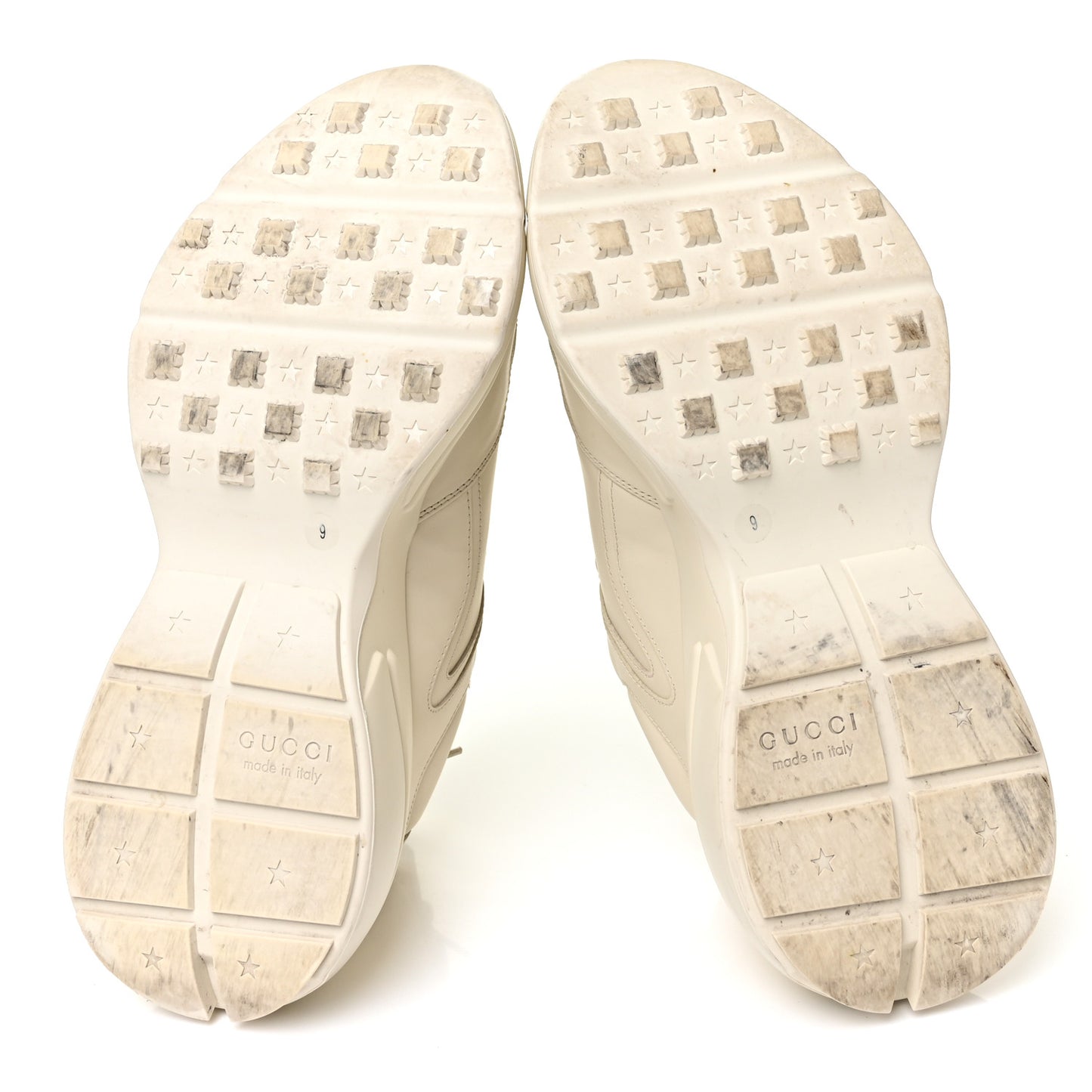 Calfskin Logo Mens Rhyton Sneakers 9 Ivory