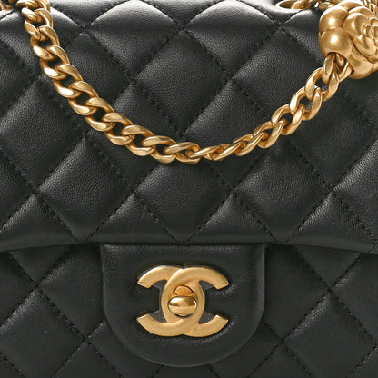 Chanel Lambskin Quilted Mini Sweet Camellia Flap Black 8 of 10