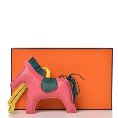Hermes Milo Lambskin Grigri Rodeo Horse Bag Charm MM Rose Azalee Malachite Lime Celeste 4 of 4
