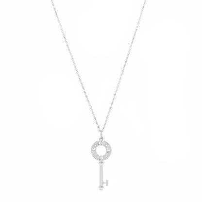 Tiffany 18K White Gold Diamond Atlas Pierced Key Pendant Necklace 1 of 6