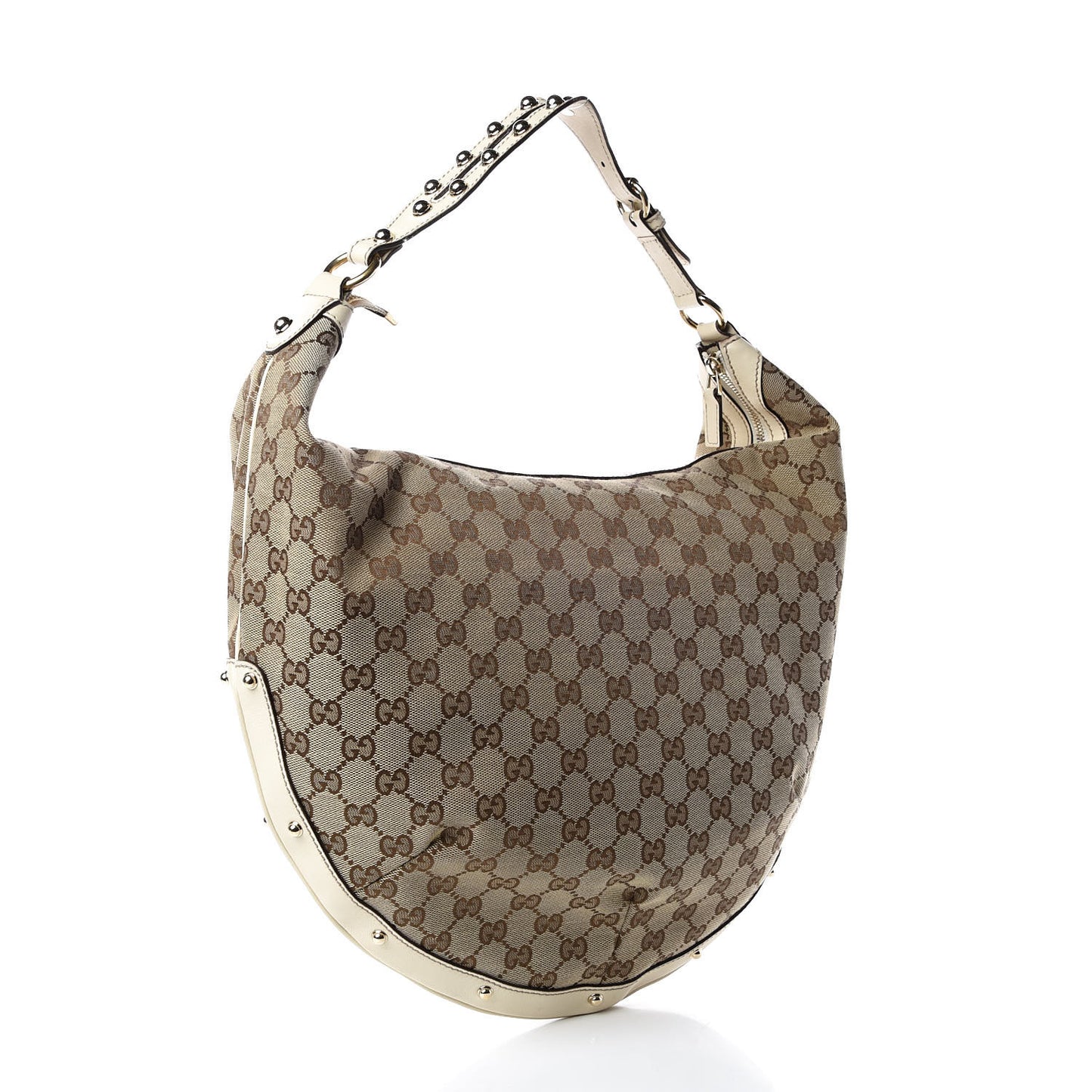 Monogram Large Biba Studded Hobo Off White