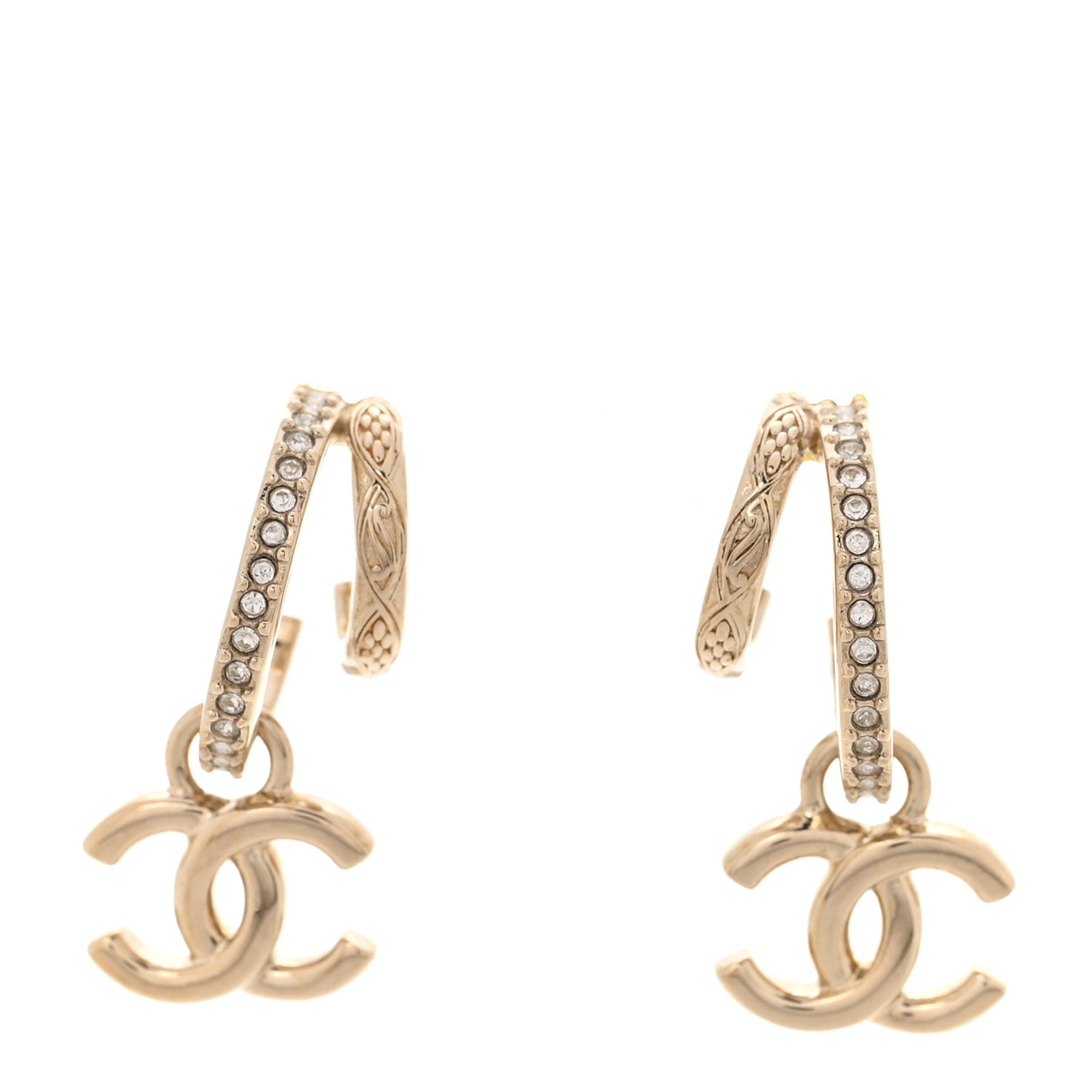 Crystal CC Double Hoop Earrings Gold