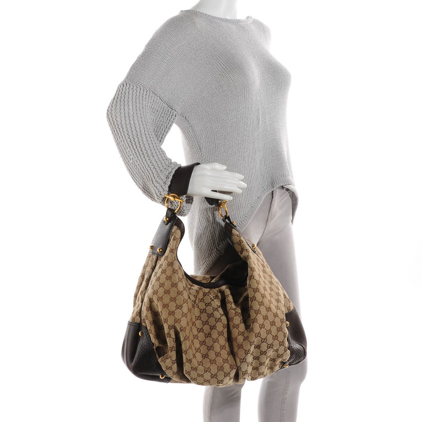Monogram Large Jockey Hobo Brown