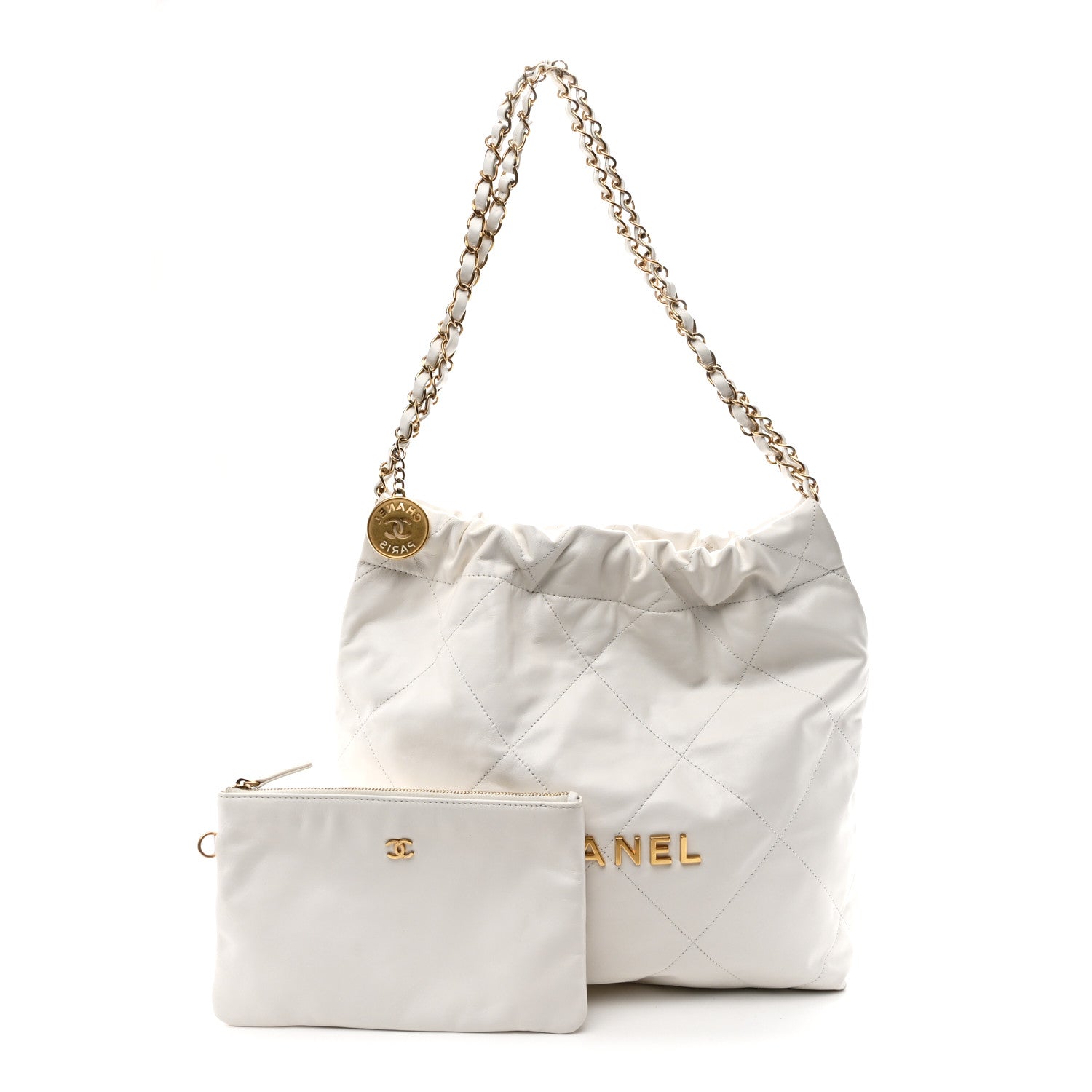 Chanel Shiny Calfskin Quilted Small Chanel 22 White 2 of 10