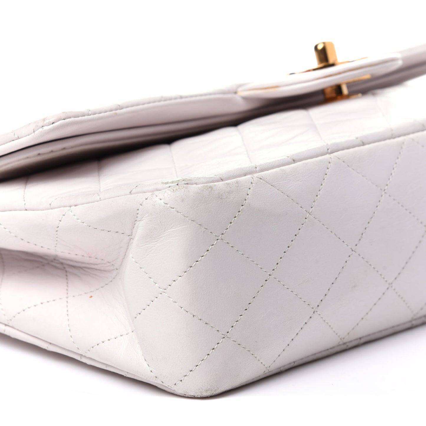 Lambskin Quilted Medium Double Flap White