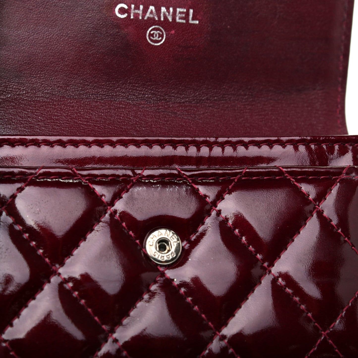 Patent Brilliant Flap Card Holder Burgundy