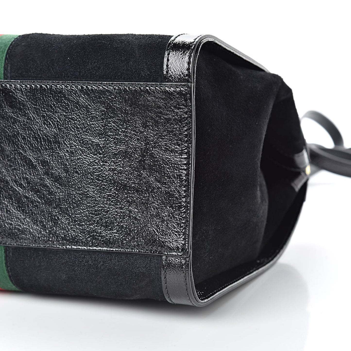 Suede Patent GG Web Medium Ophidia Tote Bag Black