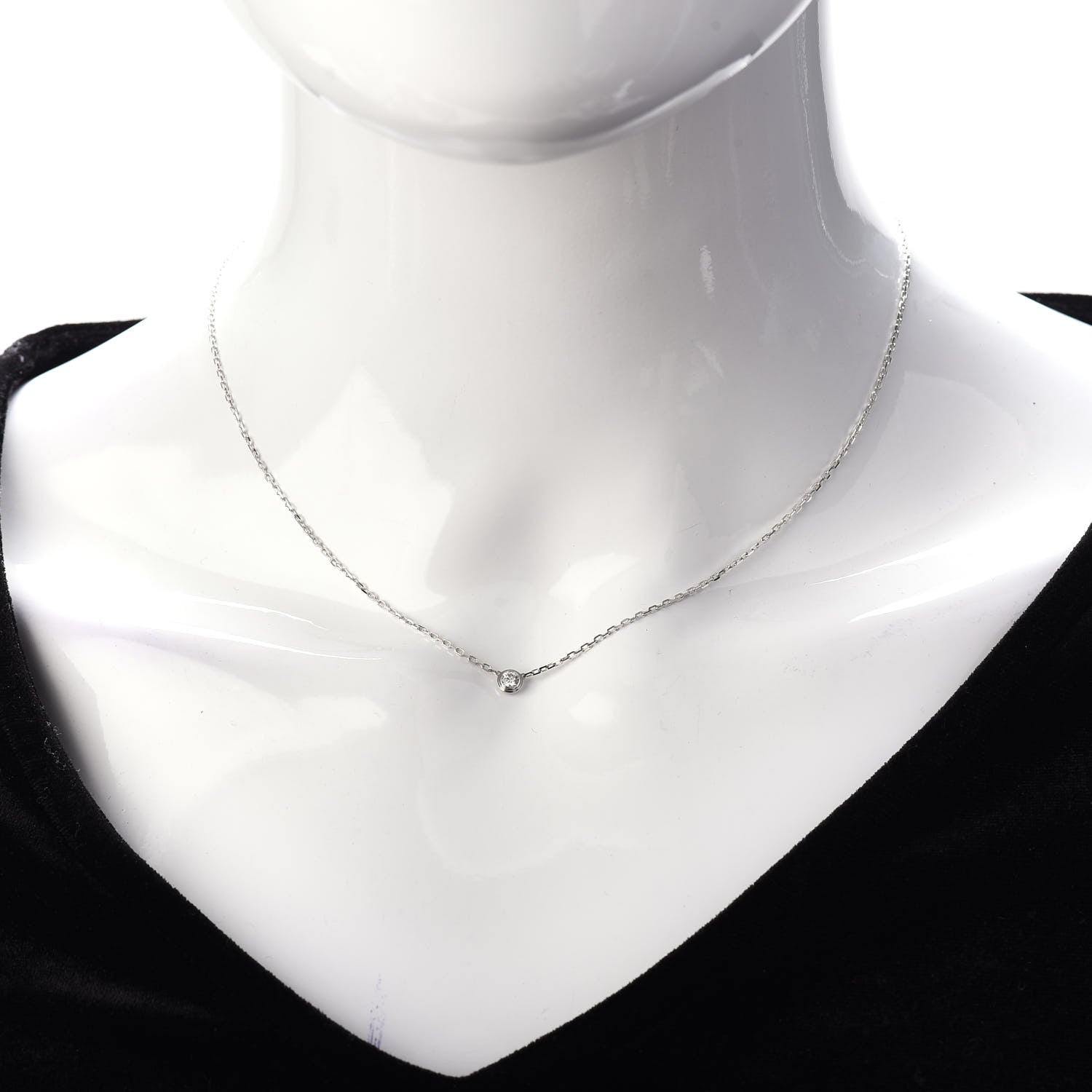 Cartier 18K White Gold Diamond SM D'Amour Pendant Necklace 2 of 5