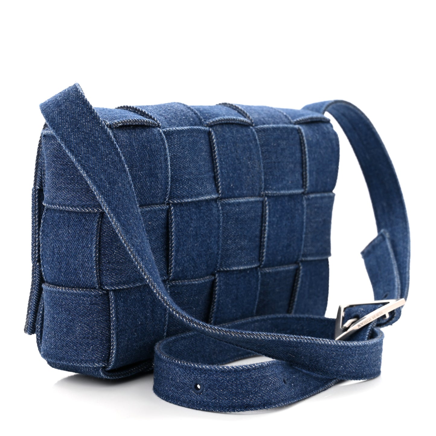 Denim Maxi Intrecciato Cassette Crossbody Bag Indigo