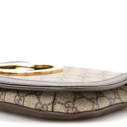 Gucci GG Supreme Monogram Textured Dollar Calfskin Blondie Chain Shoulder Flap Bag Beige Ebony New Acero 10 of 10