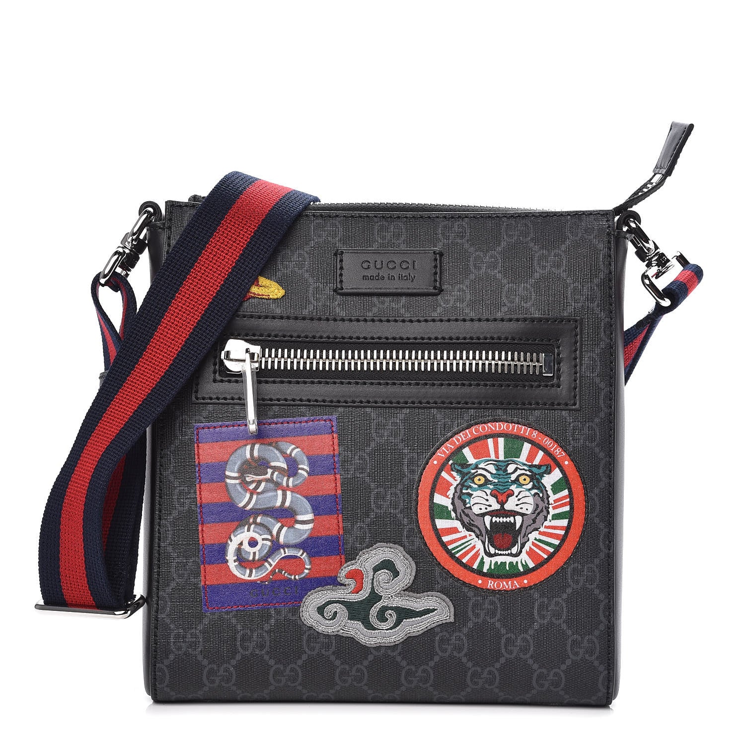 Gucci GG Supreme Monogram Night Courrier Flat Messenger Bag Black Multicolor 1 of 9