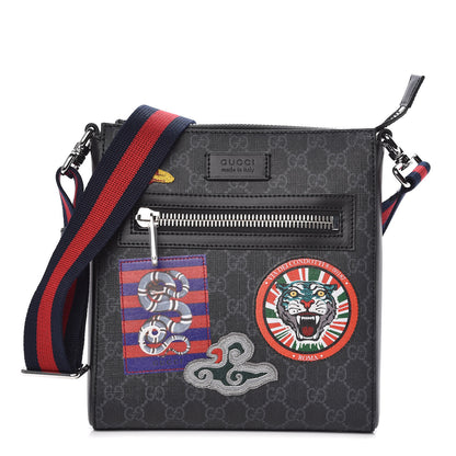 Gucci GG Supreme Monogram Night Courrier Flat Messenger Bag Black Multicolor 1 of 9