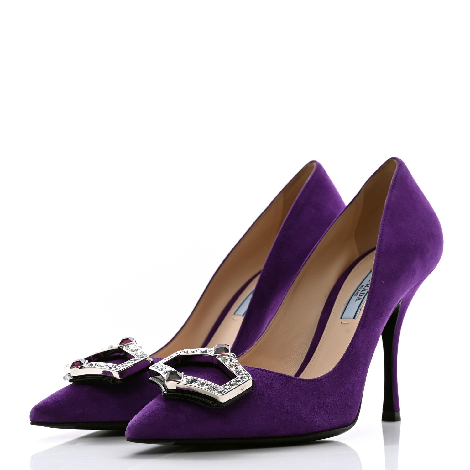 Prada Suede Heel Pumps 38 Purple 3 of 8